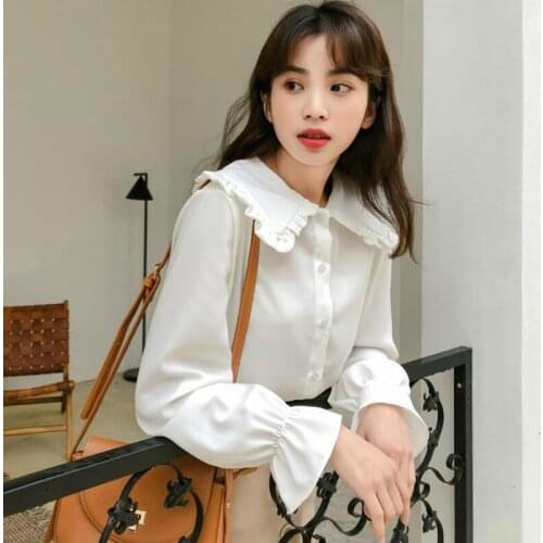 Shirts Women Pure Fresh Simple Leisure Popular Sweet Girls Spring New Arrival Kawaii Blouses Holiday Female Clothes Preppy Style