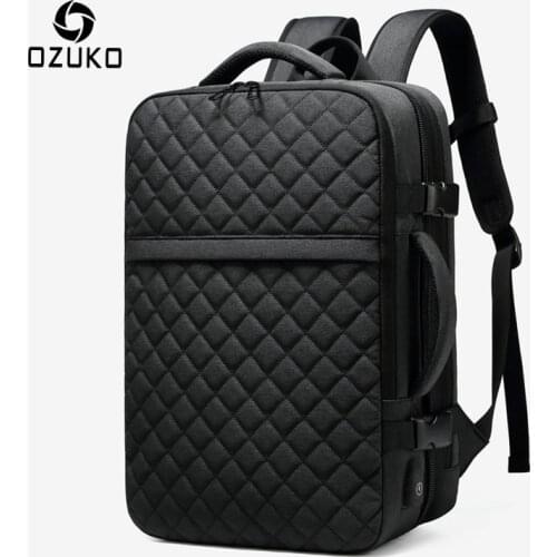 OZUKO Men Expandable Large Capacity Backpack Male 15.6 inch Laptop Backpacks Men‘s USB Charging Waterproof Travel Bag Mochila