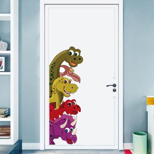 Removable Cartoon Dinosaur Wall Stickers for Door Decor Kids room Nursery Vinyl Wall Decals Art Wall Murals Home Decoration