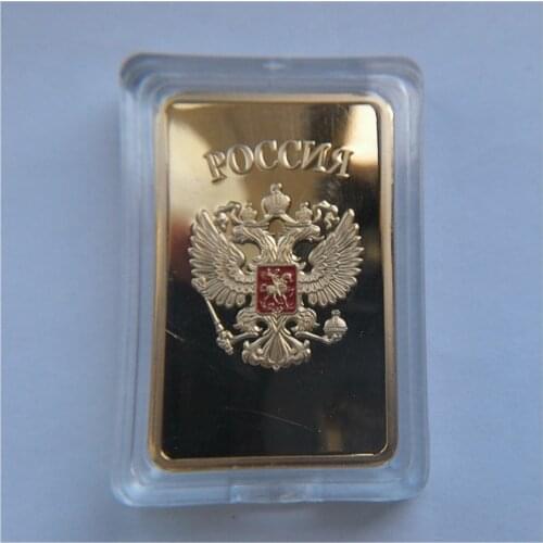 5pcs Gold Bullion Bar USSR National Emblem Gold Bar Soviet Commemorative Souvenir Coin Metal Decoration Gifts