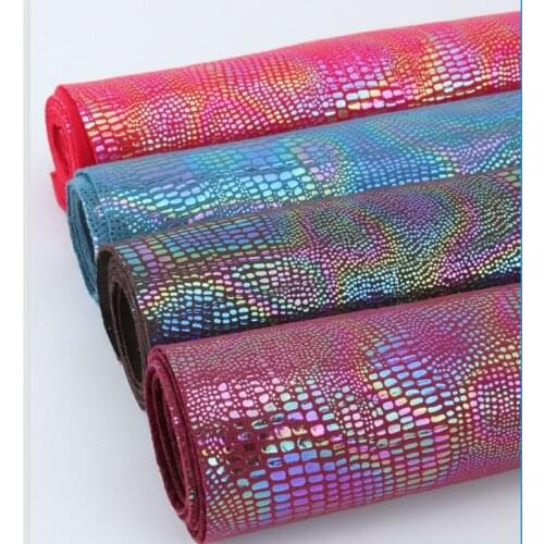 Lizard skin embossed PU leather color gradient synthetic leather fabric material