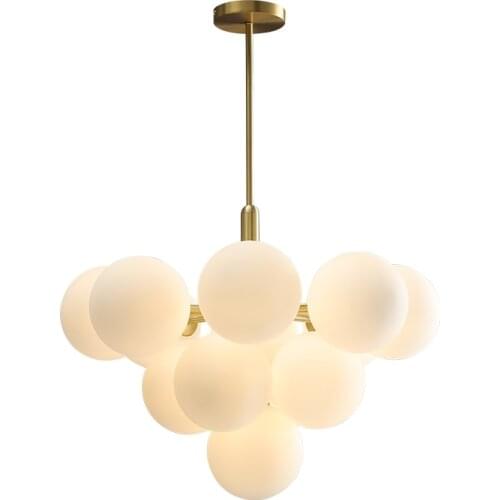 Nordic Full Copper LED Magic Bean Chandelier Postmodern Living Room Dining Room Bedroom Designer Chandelier Creative Ball Lamp