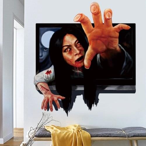 Scary Ghost Wall Sticker Halloween Living Room Home Decorations Mural Decals Wallpaper Door Fridge Festival Stickers Autumn