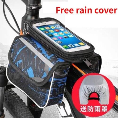 Bicycle Bag Front Beam Bag Mountain Bicycle Bag Mobile Phone Bag Upper Tube Bag Waterproof Saddle Bag Cycling Fixture and Fittin