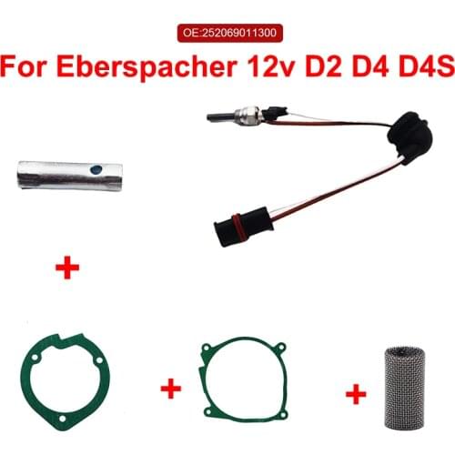 Car Truck Diesel Heater Glow Plug Ceramic Pin 252069011300 + Strainer + Wrench + Gaskets For Eberspacher Airtronic D2 D4 D4S 12V