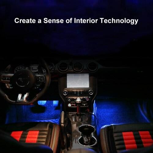 QHCP Car Foot Light LED Strip Atmosphere Ambient Romantic Mood Lamp Decorate 2Pcs For Ford Mustang 2015 2016 2017 2018 2019 2020
