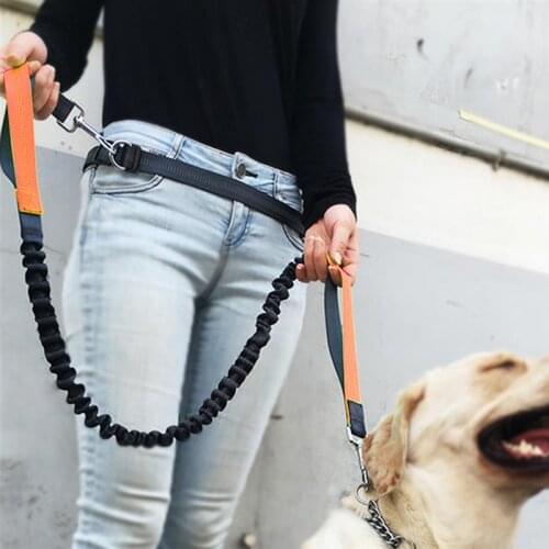 Dog Leash Reflective Heavy Duty Hands Free Leash with Adjustable Waist Belt for Running Walking