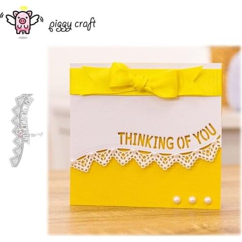 Piggy Craft metal cutting dies cut die mold Thinking of you letter border Scrapbook paper craft knife mould blade punch stencils
