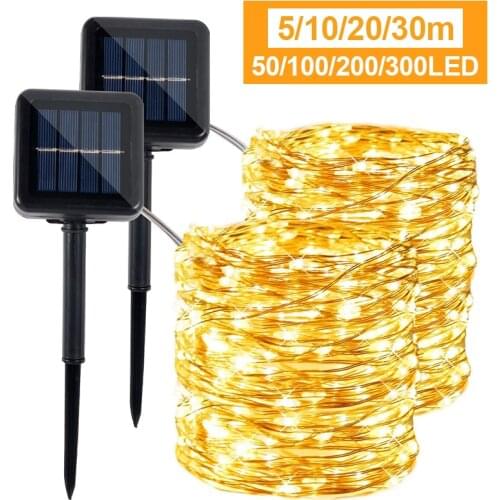 10M 20M 30M LED Solar Lamp Outdoor LED String Lights Fairy Holiday Christmas Party Garland Solar Garden Decor Waterproof Lights