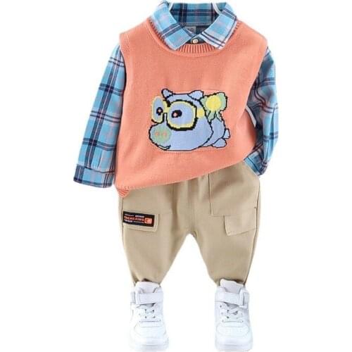 Spring Autumn Toddler Fashion Costume Boys Baby Girls Vest Shirt Pants3Pcs/sets Children Casual Clothes Kids Cartoon Sport Suits
