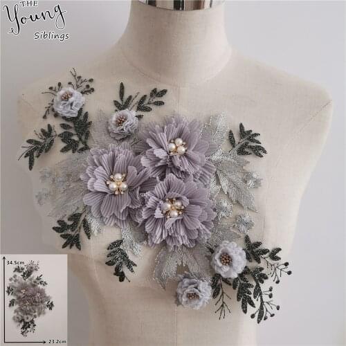 New arrive Embroidery 3D flower ABS pearl Lace Collar Sequins DIY Neckline Fabric Clothing Decorate Accessories Craft supplies