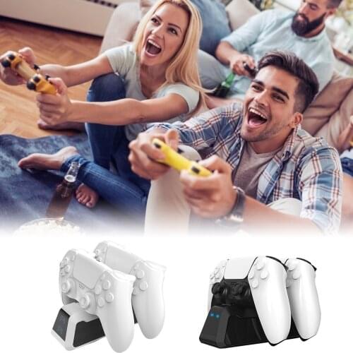 Charger for PS5 DualSense Wireless Controller Charging Station Dock with Dual Detachable USB C Ports & LED Indicator Charger