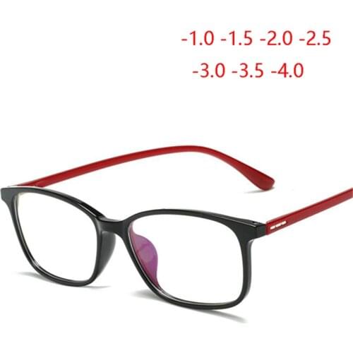 1.56 Aspherical Lens Prescription Eyeglasses Women Ultralight TR90 Square Finished Myopia Glasses Men 0 -0.5 -1.0 -1.5 To -4.0