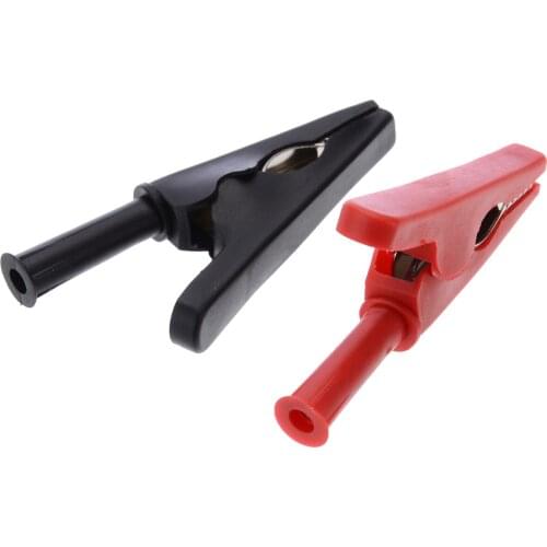 1 Pair Battery Test Lead Alligator Clips Banana Plug Crocodile Clips Fully Insulated Test Clamp Opening 20mm