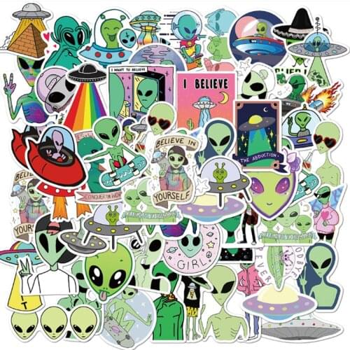 10/30/50 PCS cartoon alien sticker mobile phone case skateboard suitcase waterproof graffiti sticker toy wholesale