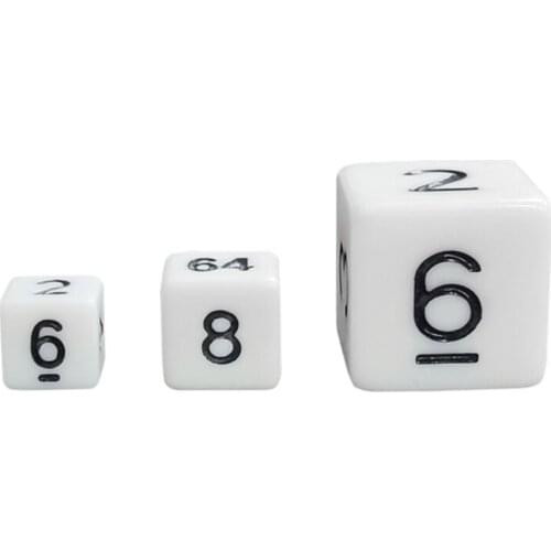 100pcs White Gaming Dice 8/10/16mm Standard Six Sided Decider Number Dice Birthday Parties Board Game Dice