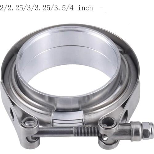 2/2.25/3/3.25/3.5/4 inch V-Band Clamp Stainless Steel Exhaust Downpipe Clamp Flat Flange Assembly Car Accessories