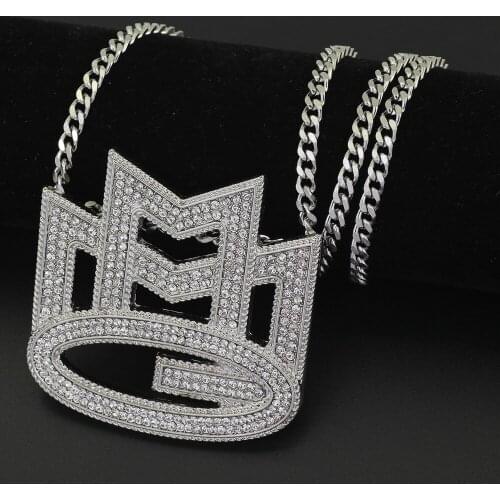 European and American CUBAN CHAIN NECKLACE hip-hop jewelry Water Pendant M symbol accessories nightclub trend item