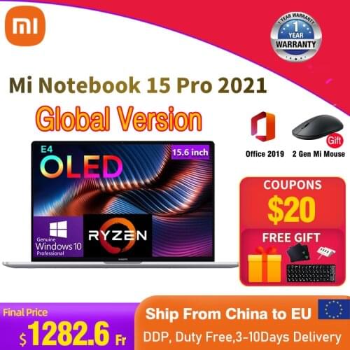 2021 Xiaomi Mi Notebook Pro 15 Ryzen Edition AMD Ryzen 7 5800H 3.5K 15.6 Inch Laptops 16GB RAM 512GB SSD Rom Windows 10 PRO PC