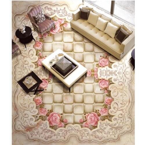 3D wallpaper 3d floor murals PVC Marble Flower PVC waterproof floor Home Decoration