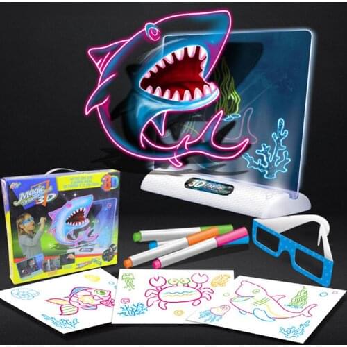 3D Magic Drawing Board LED VR Montessori Educational Toys DIY Children Graffiti Painting Lcd Writing Tablet Coloring Blackboard