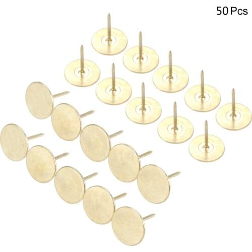 50Pcs Antique Bronze/Gold Metal Upholstery Nails Jewelry Case Drum Sofa Decorative Tacks Stud Pushpin Doornail Fasteners 15*19mm