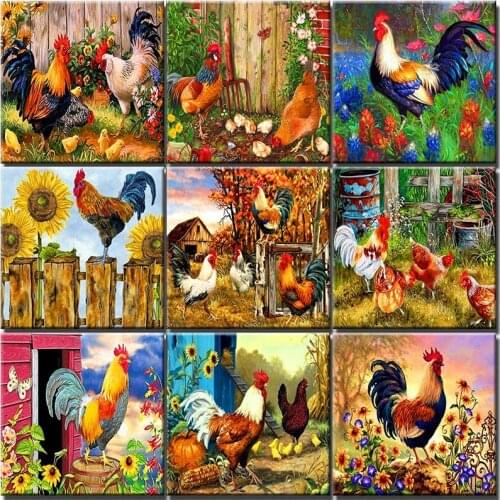 60x75cm Picture By Number Cock Animal Kits Coloring Paint Canvas Painting By Number Drawing Diy Gift Home Decortion Wall Art