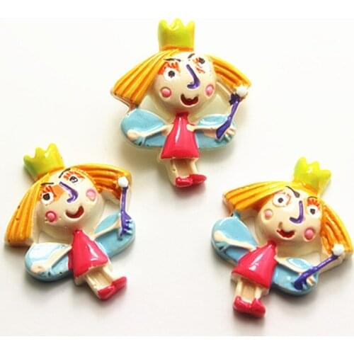10PCS Kawaii Resin Cartoon Little Fairy Flatback Cabochon Embellishment Accessories DIY Scrapbooking Craft Making,25*30mm