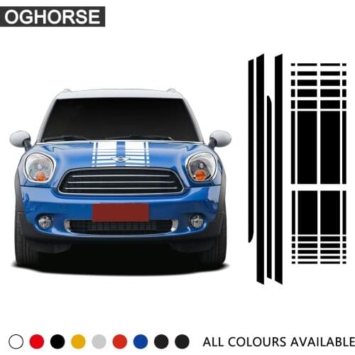 Car Hood Trunk Rear Side Skirt Racing Stripe Body Kit Decal Car Stickers For Mini Cooper Countryman R60 2013-2016 Accessories