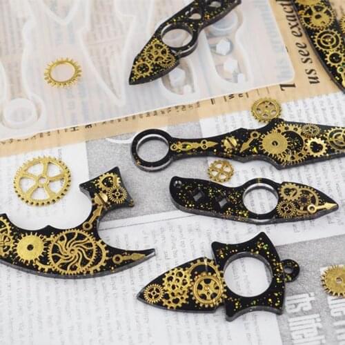 Key Chain Resin Mold Knife Shape Crystal Casting Crafts Making