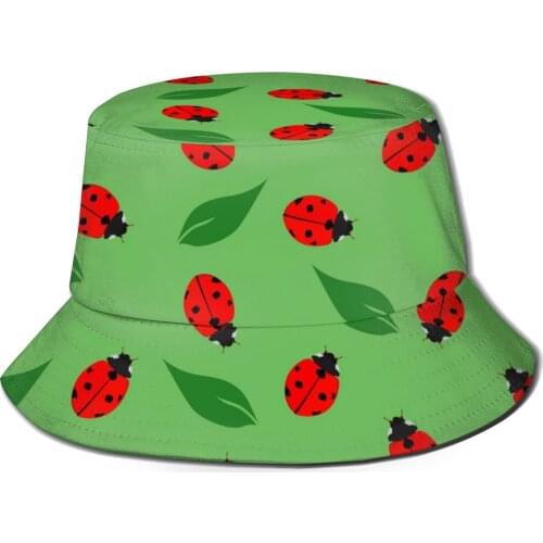 CINESSD Ladybug Print Unisex Casual Sun Hat Bucket Hat for Men Women Bob Hip Hop Caps Summer Fisherman Hat Panama