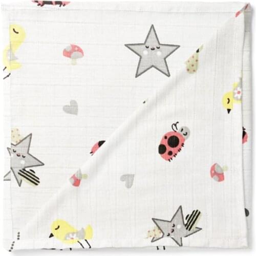 Baby Müslin Fabric Ladybug Pink