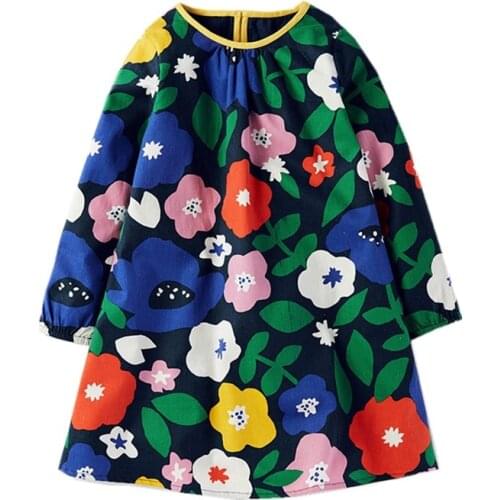 Little Maven Brand New Spring Autumn Kids Lovely Long-sleeved Big Forals O-neck Soft Woven Cotton Girls Quality Fashion Dress