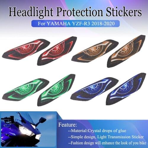 For YAMAHA YZF-R3 YZFR3 YZF R3 2018 2019 2020 Motorcycle 3D Front Fairing Headlight Stickers Head light Protection Sticker Guard