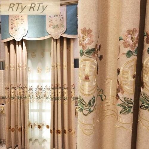 European Luxury chenille Curtains for Living Room Window Shading Cloth of Dining embroidered curtain for bedroom