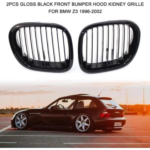 2Pcs Gloss Black Front Bumper Hood Kidney Grille Racing Grille Car accessories auto styling for BMW Z3 1996-2002
