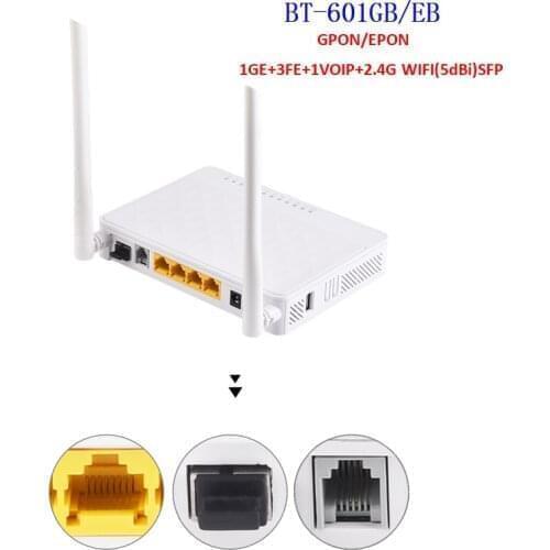 OEM Components Pon SFP Modul Reverse Xpon Gpon Gepon Onu 1Ge+3Fe+Voip Wifi Router 5dBi