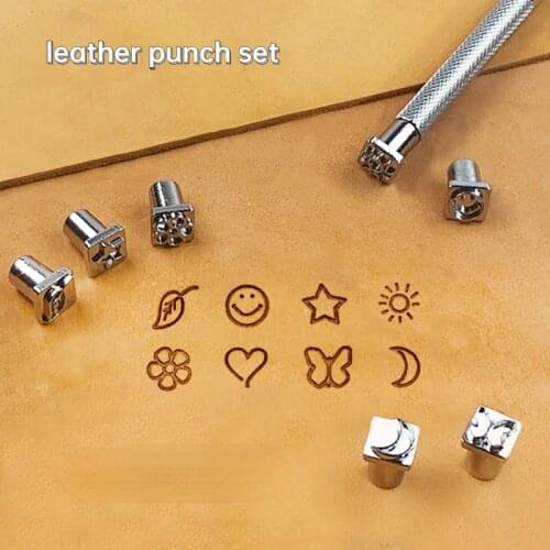 Leather Cartoon Art Printing Tool Handmade DIY Leather Carving Stamp Custom Logo Craft punch Tools 8pcs Patterns Set