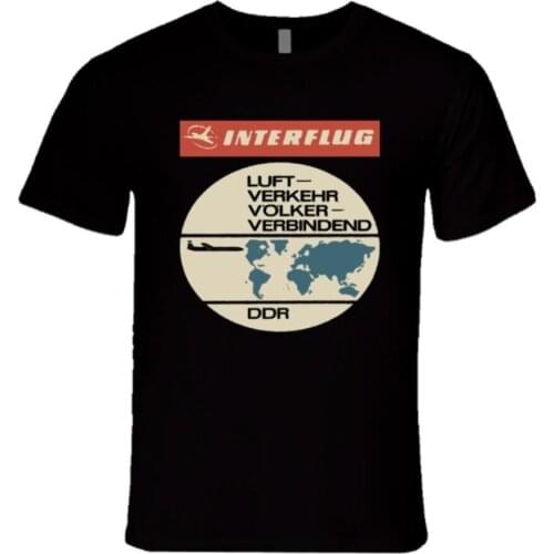 Hot Sale Fashion INTERFLUG EAST GERMAN AIRLINE LUFT VERKEHR VOLKER T Shirt Casual Tee Shirts