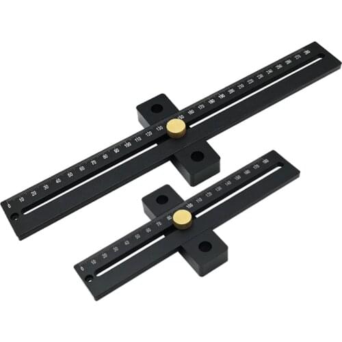 Aluminum Alloy 180/280mm Scale Measure Scribing Ruler Woodworking T-type Hole Ruler Marking Tool