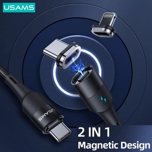 USAMS USB C to USB Type C for Samsung S20 PD 60W Cable for MacBook Pro iPad Pro Quick Charge Lightning Cable for iPhone 12 60W