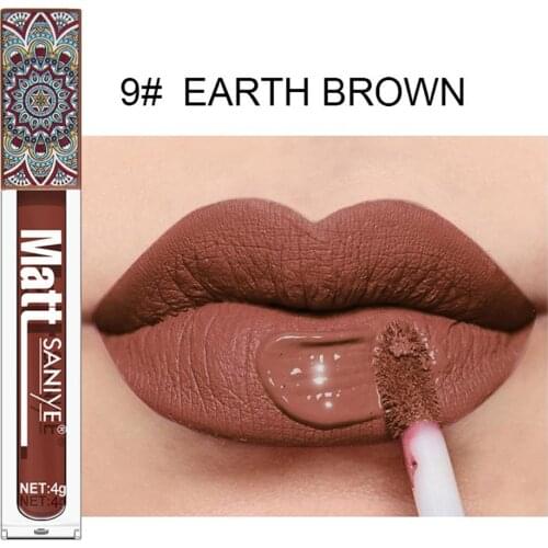 9 Colors Matte Nude Liquid Lipstick Dark Red Brown Long Lasting Velvet Lip Gloss Waterproof Pigment Makeup Lip Glaze Cosmetic