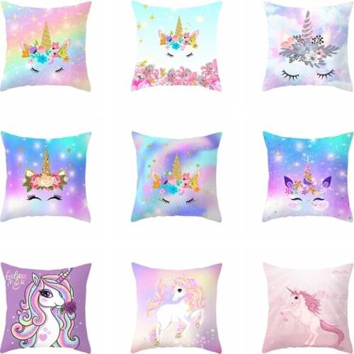 45x45cm Unicorn Cushion Cover Unicorn Party Decoration DIY Girl Unicorn Brithday Decor Unicorn 1 2 3 Birthday Unicornio