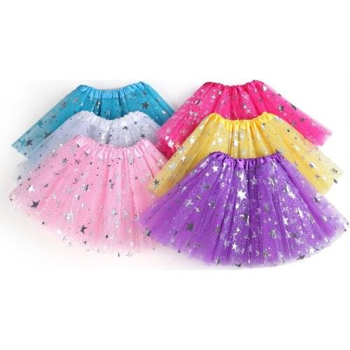 New Fashion Kids Girls Baby Tulle Star Sequins Princess Tutu Skirt Outfits Costume Bouffant Skirt Big Pentacle Net Gauze Skirt