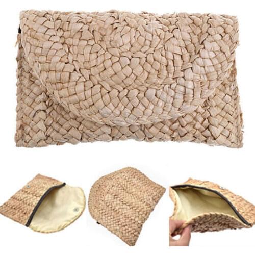 Newest Arrival Women Summer Lovely Retro Straw Knitted Handbag For Key Money Beach Long Bag Clutch