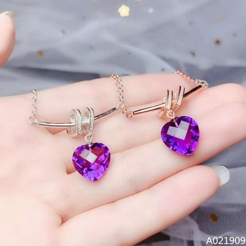 KJJEAXCMY boutique jewelry 925 sterling silver inlaid Amethyst necklace Womens pendant popular exquisite