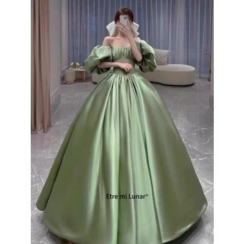 Puff Sleeve Party Dress Luxury Prom Dresses Ball Gown Classic Satin Elegant Formal Dress Vestidos LD04338