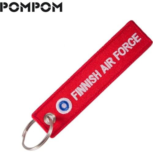 POMPOM Emboridery Finnish Air force keychain Ring for Motorcycles and Cars OEM keychain Key fobs Fashion Jewelry sleutelhanger
