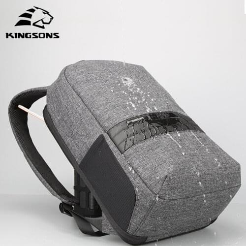 Kingsons Casual Men USB Charge Solid Bag Large Capacity Computer Backpack for 15.6 inch Laptop Teenager Waterproof Book Bag
