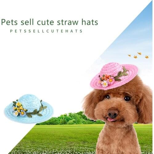 S/M Pet Cat Dog Hat Sombrero Wreath Decorative Hawaiian Party Beach Sunshade Cap Breathable Outdoor Pet Supplies